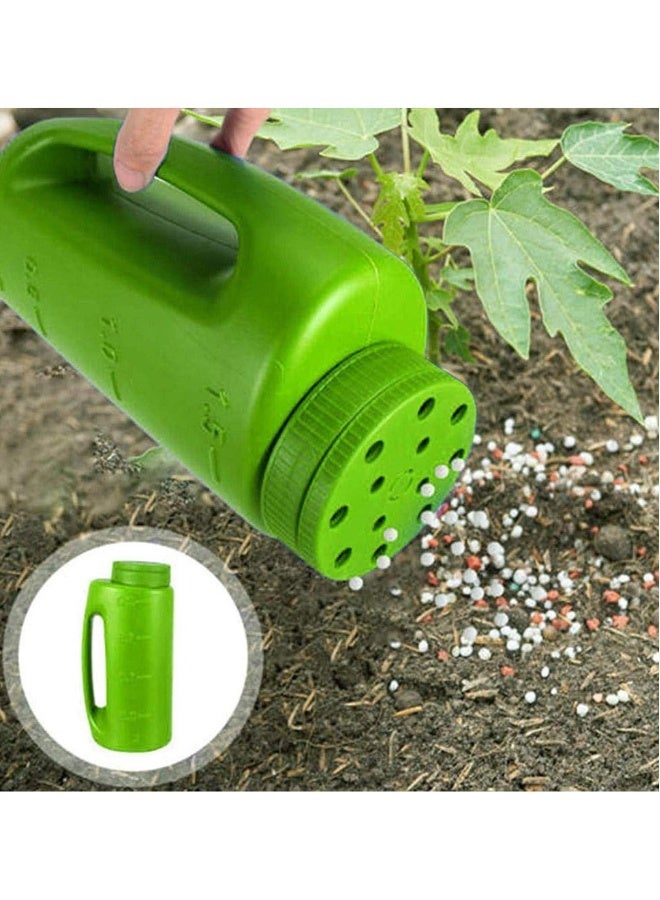 جهاز توزيع يدوي سعة 2 لتر للملح والبذور، بفتحة قابلة للتعديل، أداة حديقة مع مغرفة للتسميد والكرات. - Image 3