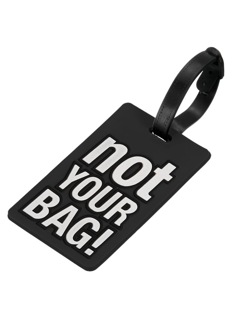 Cuisine Art Luggage Tag with Name ID Card, Personalized Identifier ID Labels, Flexible PVC Travel Tags, Secure Travel Luggage Labels for Baggage Identity, Suitcase Tag  – "Not Your Bag" Text, Black  - Image 3
