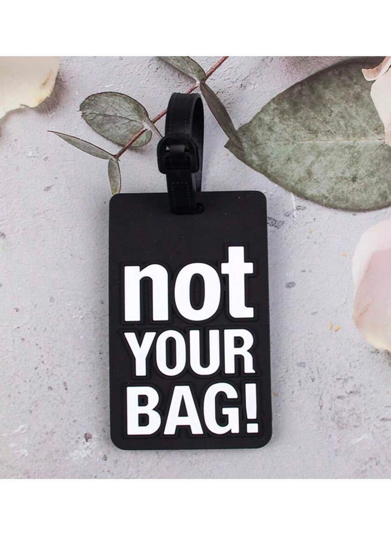 Cuisine Art Luggage Tag with Name ID Card, Personalized Identifier ID Labels, Flexible PVC Travel Tags, Secure Travel Luggage Labels for Baggage Identity, Suitcase Tag  – "Not Your Bag" Text, Black  - Image 4
