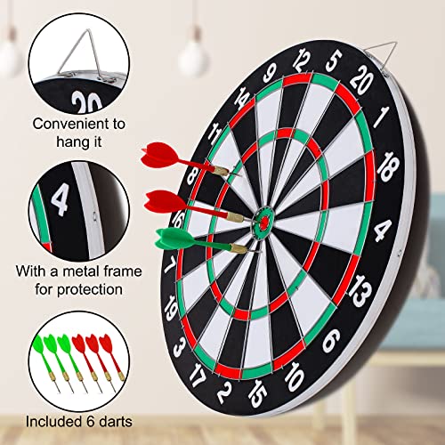 VAALZEE Dart Board Set, Double-Sided 15 Inch Dartboard Game with 6 Steel-Plastic Darts, Man Cave Stuff for Adults, Bars, Arcades, Billiard Rooms, Family Leisure Sport - Image 2