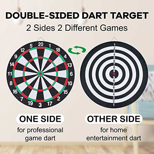 VAALZEE Dart Board Set, Double-Sided 15 Inch Dartboard Game with 6 Steel-Plastic Darts, Man Cave Stuff for Adults, Bars, Arcades, Billiard Rooms, Family Leisure Sport - Image 4