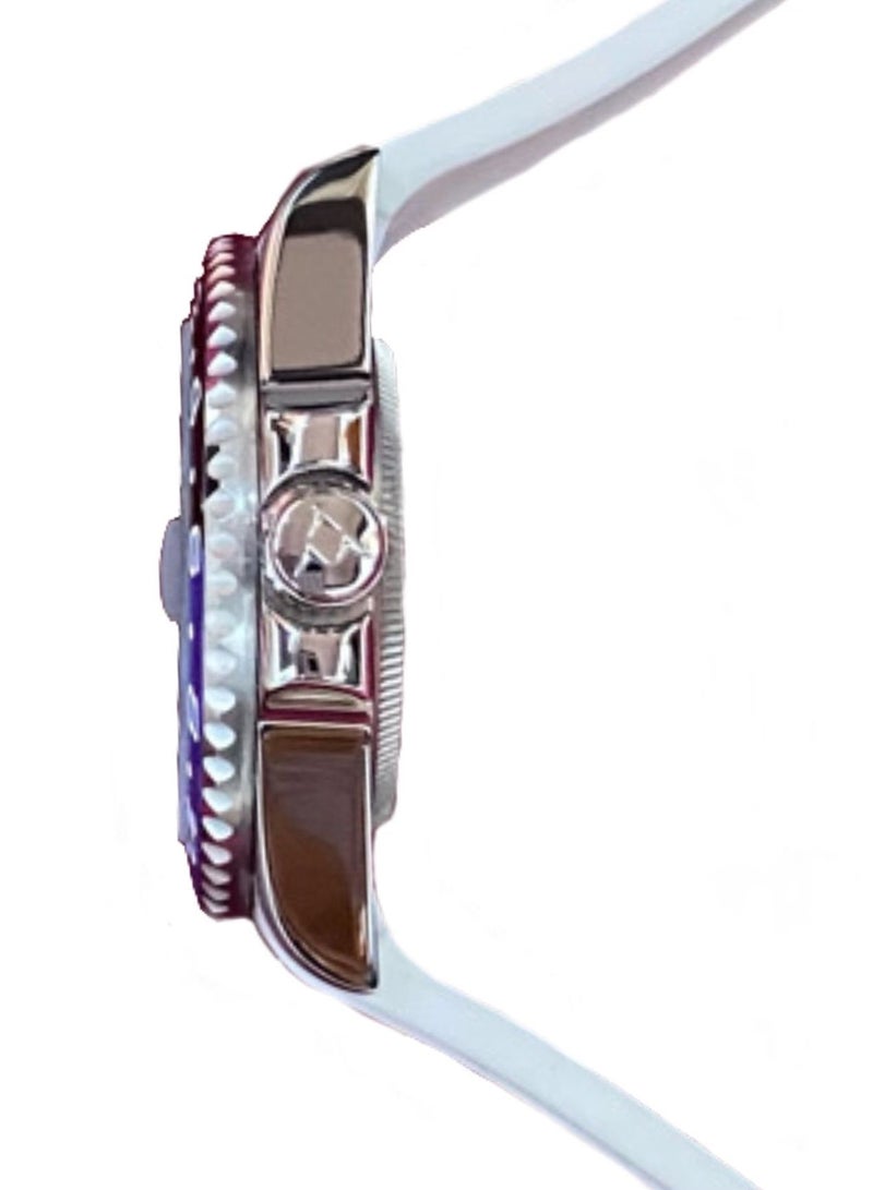 Fitron Men’s White Rubber Watch with Black Dial and Blue/Black Bezel - Image 3
