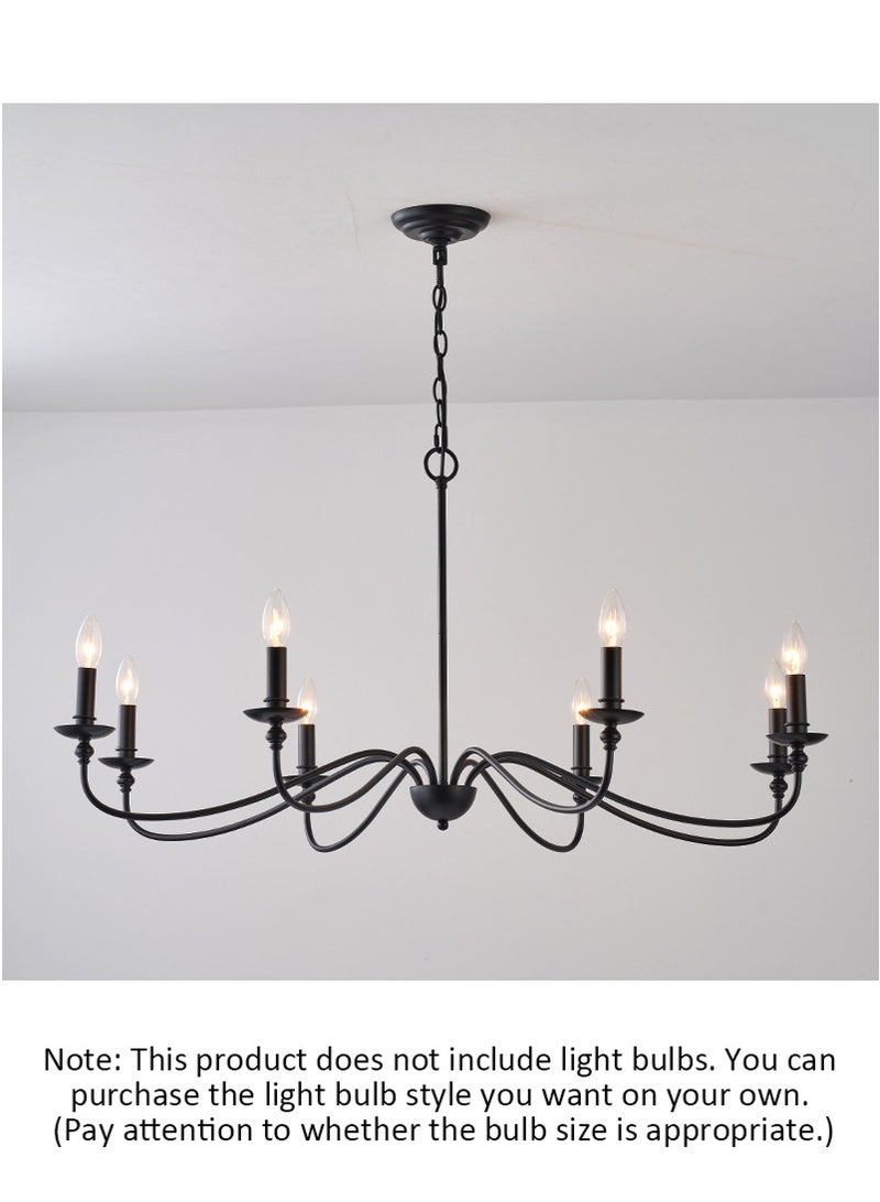 VUCATIN Height Adjustable Chandeliers, 6-Light Pendant Light, Farmhouse Hanging Lights for Dining Room, Vintage Ceiling Lights for Living Room Bedroom Hall (Black) - Image 2
