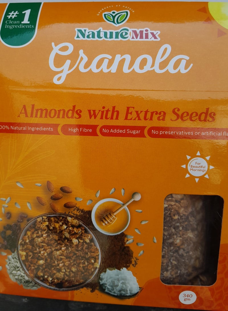 Nature Mix Granola Almonds Extra Seeds 340gm - Image 3