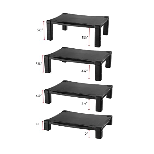 Kantek Single-Level Monitor Stand, 17" X 13.25" X 3" To 6.5", Black, Supports 50 Lbs - Image 2