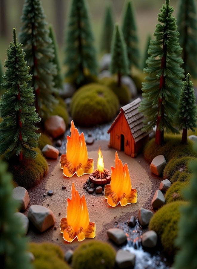 WaigN 3-Pack Miniature Campfire Models - Resin Fake Fire for Dollhouse Ornaments, Halloween Decorations, and Micro Landscapes - Handcrafted Mini Fire Beads for Creative Displays, Decorations - Image 2