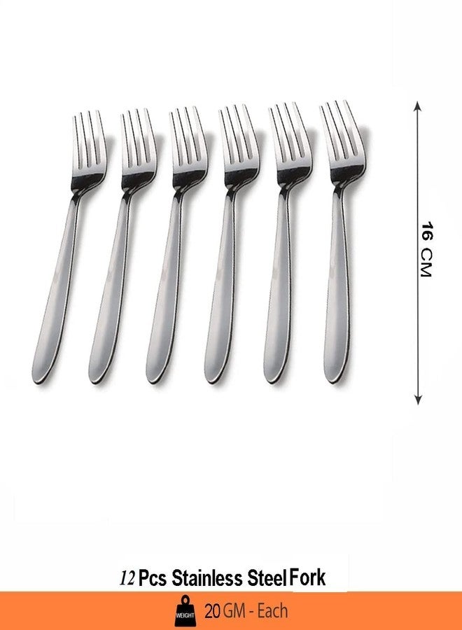 ZEVORA Stainless Steel Dinner Fork for Home/Kitchen, Set of 12 Pcs. (16 cm) - Image 3