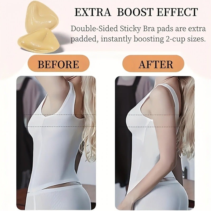 Women's Self-Adhesive Triangle Bra Pads, Double-Sided Invisible Silicone Pads for Seamless  Bras - Image 5