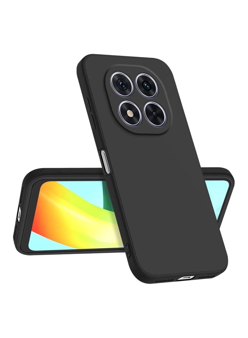 Xiaomi Redmi Note 14 Pro Plus Liquid Gel Rubber Bumper Case with Soft Microfiber Lining Cushion Slim Hard Shell Shockproof Protective Cover for Redmi Note 14 Pro+ 5G 2024 (Black) 