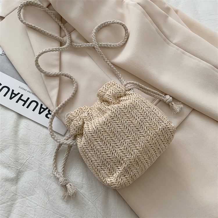 Woven Straw Bucket Shoulder Bag - Image 2