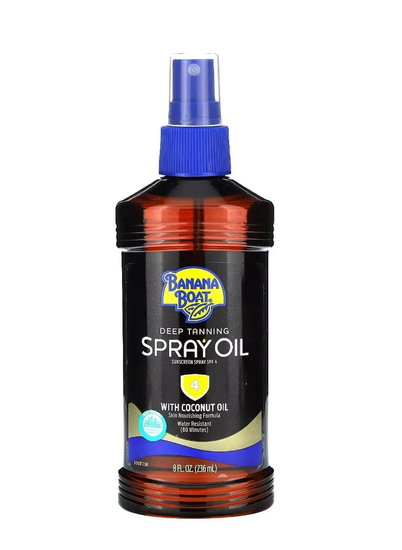 BANANA BOAT - Banana Boat Deep Tanning Spray Oil with Coconut Oil SPF 4, 8 fl oz (236 ml) - Image 1