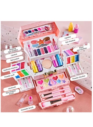 مجموعة مكياج للأطفال للبنات، مجموعة مكياج حقيقية للبنات، ألعاب مكياج آمنة وقابلة للغسل وغير سامة للأطفال من سن 4 و5 و6 و7 سنوات فما فوق، هدايا عيد الميلاد - view 3