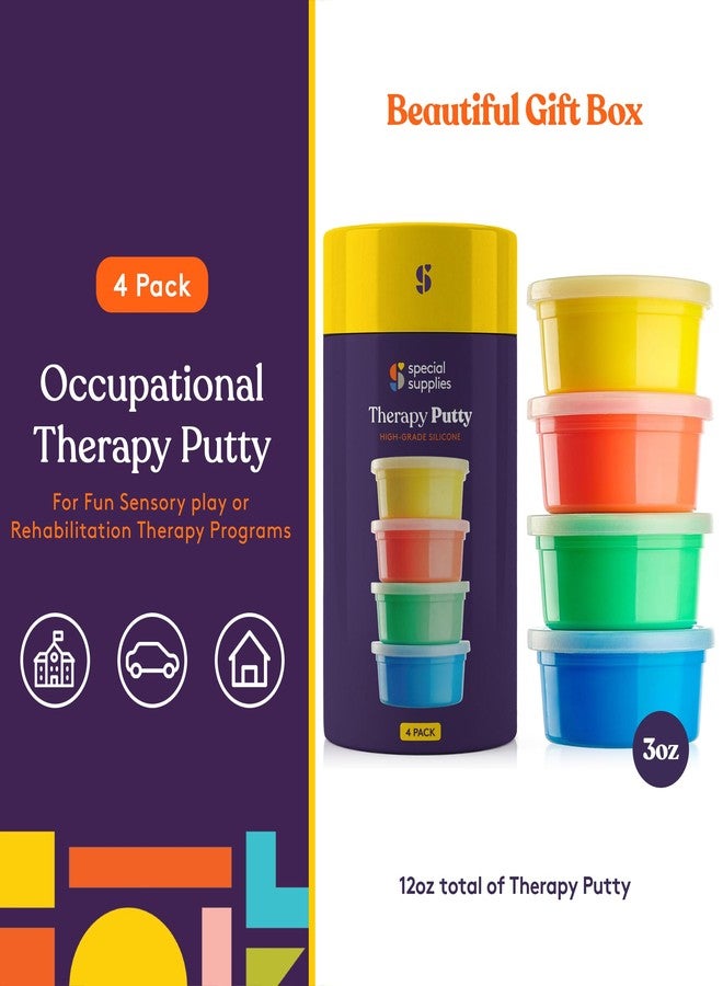 Special Supplies Therapy Putty for Teens and Adults - Resistive Hand Exercise Stress Relief Therapy Putty Kit, Set of 4 Strengths, Three Ounces of Each Putty (Primary Colors) - Image 3