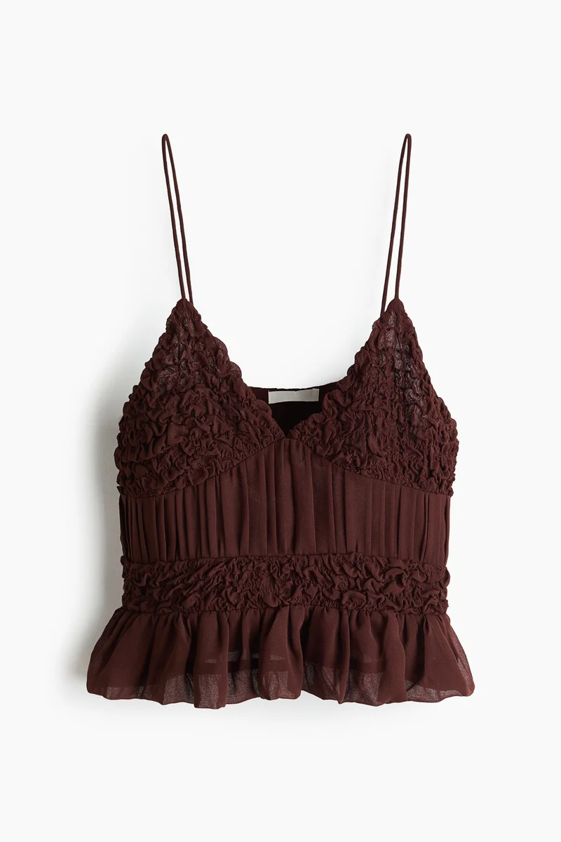 H&M Ruched chiffon strappy top