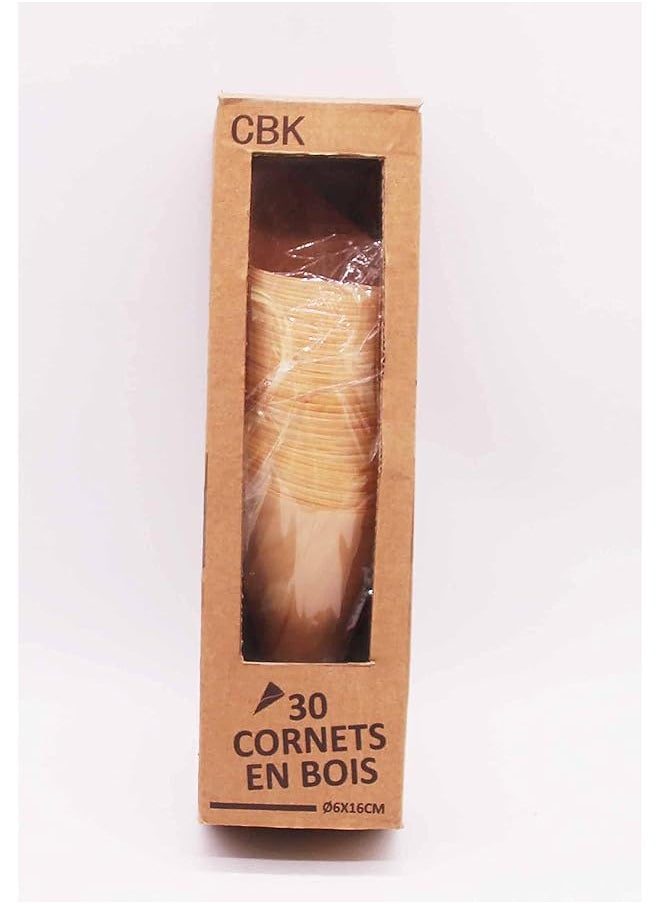 Wooden Cone Refill 30Pcs Set Waffle Cone Holder For Ice Cream Cones Snow Cone Hand Roll Sushi Popcorn Sweets Savory Cbb92819