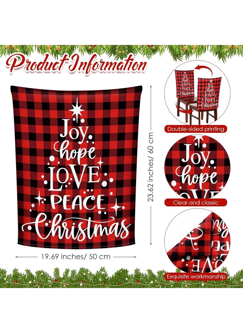 Moukeren Moukeren 6 Pcs Christmas Chair Back Covers Xmas Chair Covers Dining Room Seat Covers Buffalo Plaid Chair Slipcovers Removable Washable Dining Protector for Christmas Dining Kitchen Chair Decoration  - Image 2