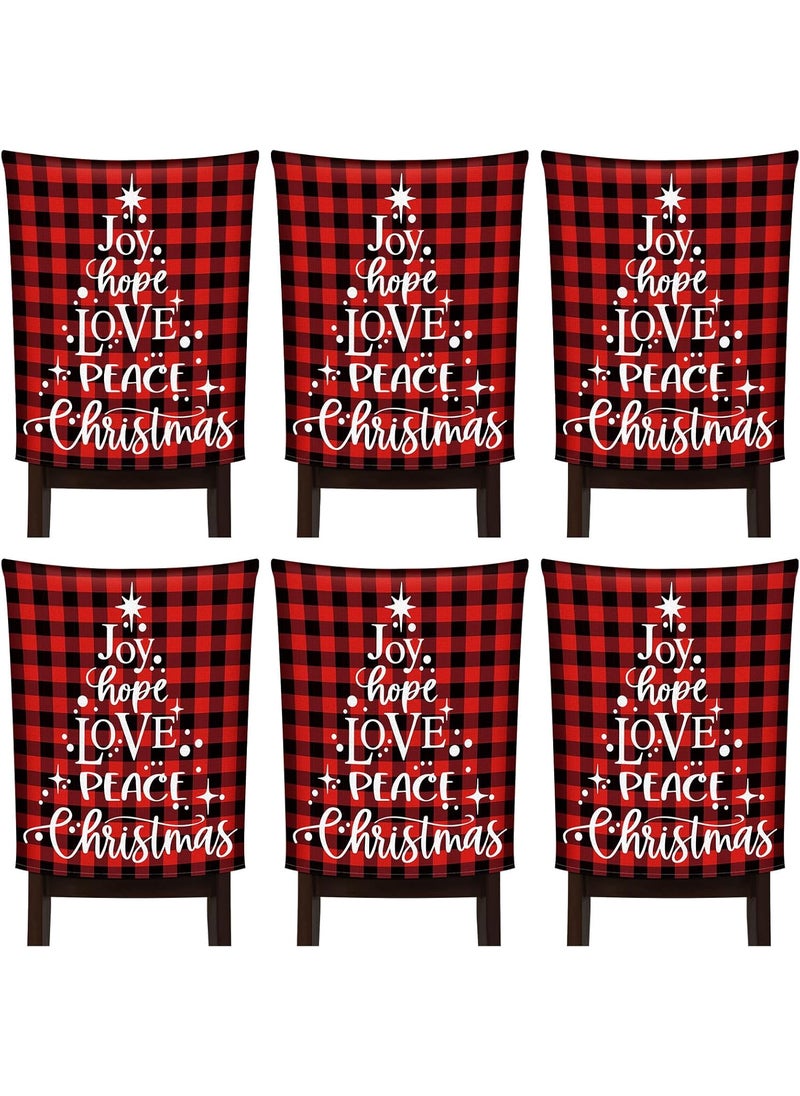 Moukeren Moukeren 6 Pcs Christmas Chair Back Covers Xmas Chair Covers Dining Room Seat Covers Buffalo Plaid Chair Slipcovers Removable Washable Dining Protector for Christmas Dining Kitchen Chair Decoration  - Image 1