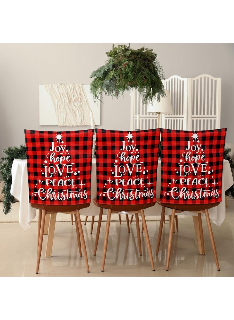 Moukeren Moukeren 6 Pcs Christmas Chair Back Covers Xmas Chair Covers Dining Room Seat Covers Buffalo Plaid Chair Slipcovers Removable Washable Dining Protector for Christmas Dining Kitchen Chair Decoration  - Image 4