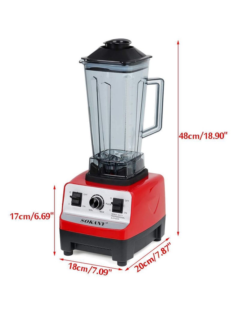 sokany Multifunctional Countertop Blenders Ice Shaver Food Grinder 2L 4500W SK-444 Black Red - Image 5