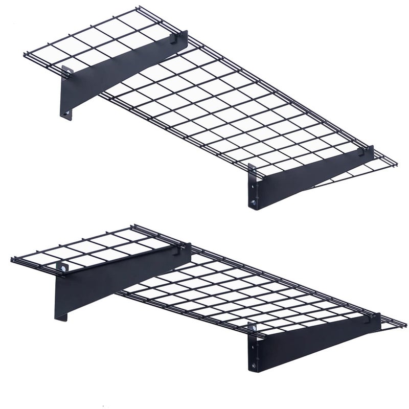 Wallmaster 2Pack 15x45 Heavy Duty Garage Wall Shelving 45inchby15inch Wall Mount Garage Storage Rack Floating Shelves Max Load 400lb Black