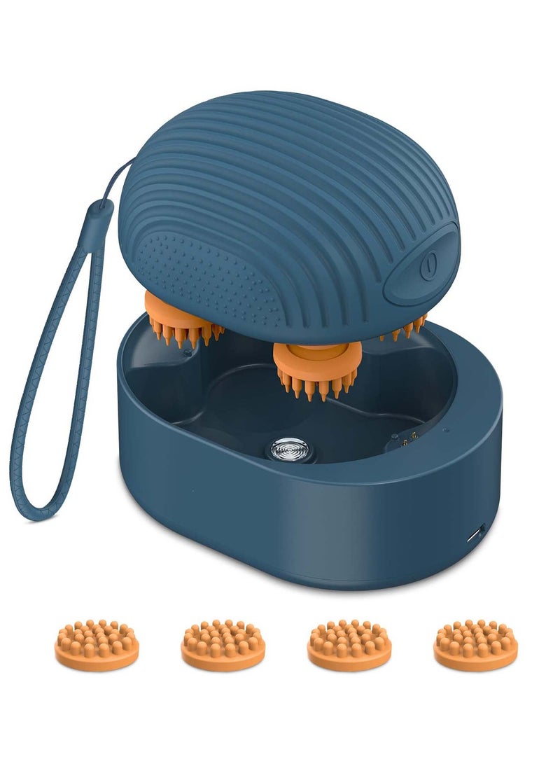 Excefore Electric Scalp Massager, Wireless Portable Head Massager with 4 Replacement Massage Head, IPX7 Waterproof, 2 Modes, USB Rechargeable Scalp Massager for Shower and Bath - Image 1