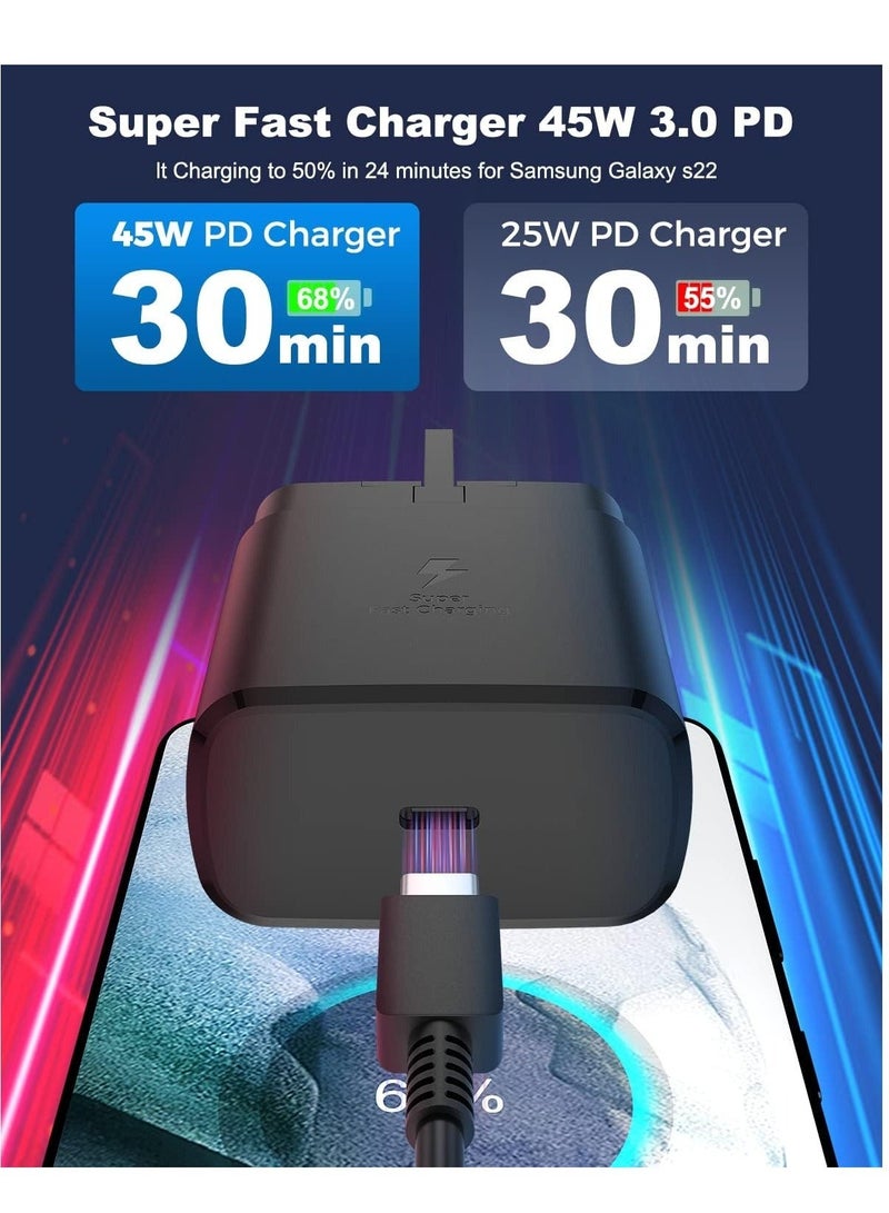 MUNTAQI Compatible for 45W Samsung Charger Plug with 1.5M Cable for Samsung Galaxy S23/S23+/S23Ultra S22/S22+/S22Ultra S21/S21+/S21Ultra S20 A33,A72,A71,A53,A52,A51,A50,M33, UK Wall USB C Power Adapter - Image 4