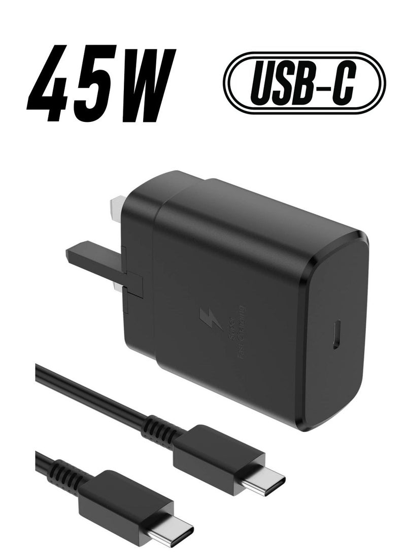 MUNTAQI Compatible for 45W Samsung Charger Plug with 1.5M Cable for Samsung Galaxy S23/S23+/S23Ultra S22/S22+/S22Ultra S21/S21+/S21Ultra S20 A33,A72,A71,A53,A52,A51,A50,M33, UK Wall USB C Power Adapter - Image 1