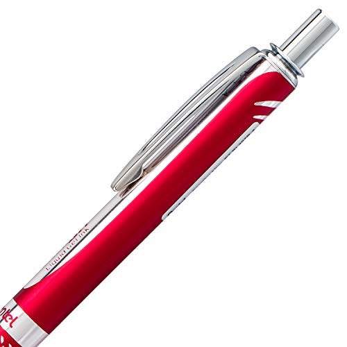 PENTEL EnerGel Alloy Retractable Liquid Gel Pen, Red Barrel, Black Ink, 1 pack (BL407B-A) - Image 2