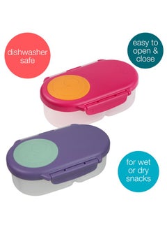 b.box Snack Box (2-Pack) For Kids & Toddlers: 2 Compartment Snack Containers, Mini Bento Box, Lunch Box. Leak Proof, Bpa Free, Dishwasher Safe. Ages 4 Months+ (S'Shake + Lilac Pop, 12Oz Capacity)  - Image 3