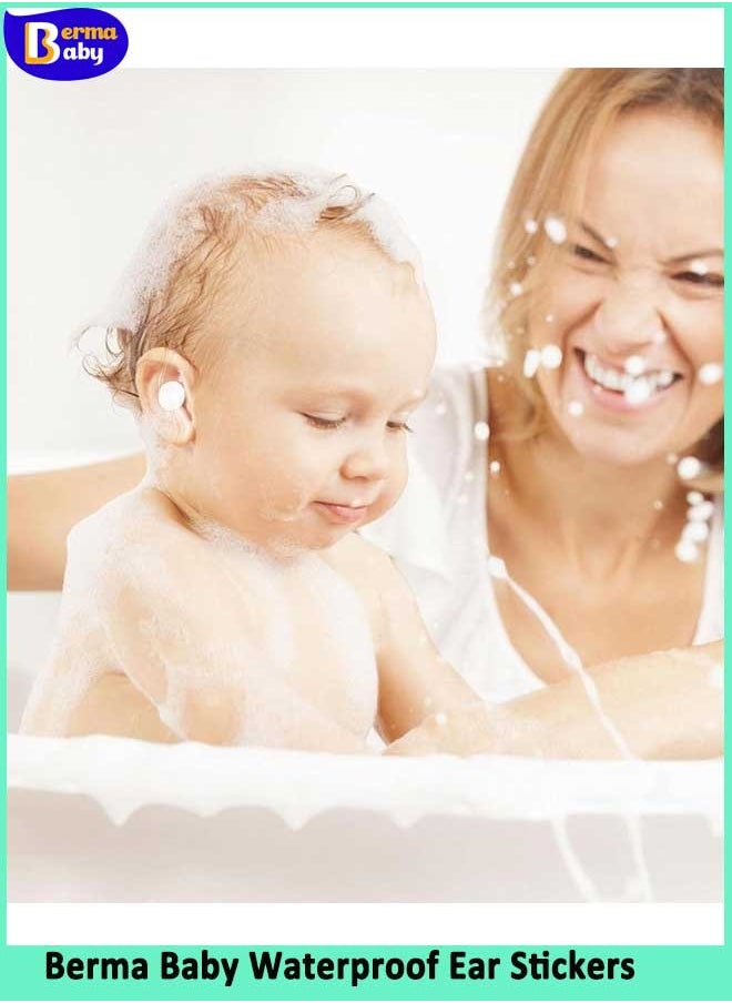 Berma Baby - 60 قطعة من ملصقات الأذن المقاومة للماء للأطفال، رقعة أذن مقاومة للماء للأطفال للاستخدام مرة واحدة مع سدادات أذن، أغطية أذن لحماية أذن حديثي الولادة للاستحمام - Image 1