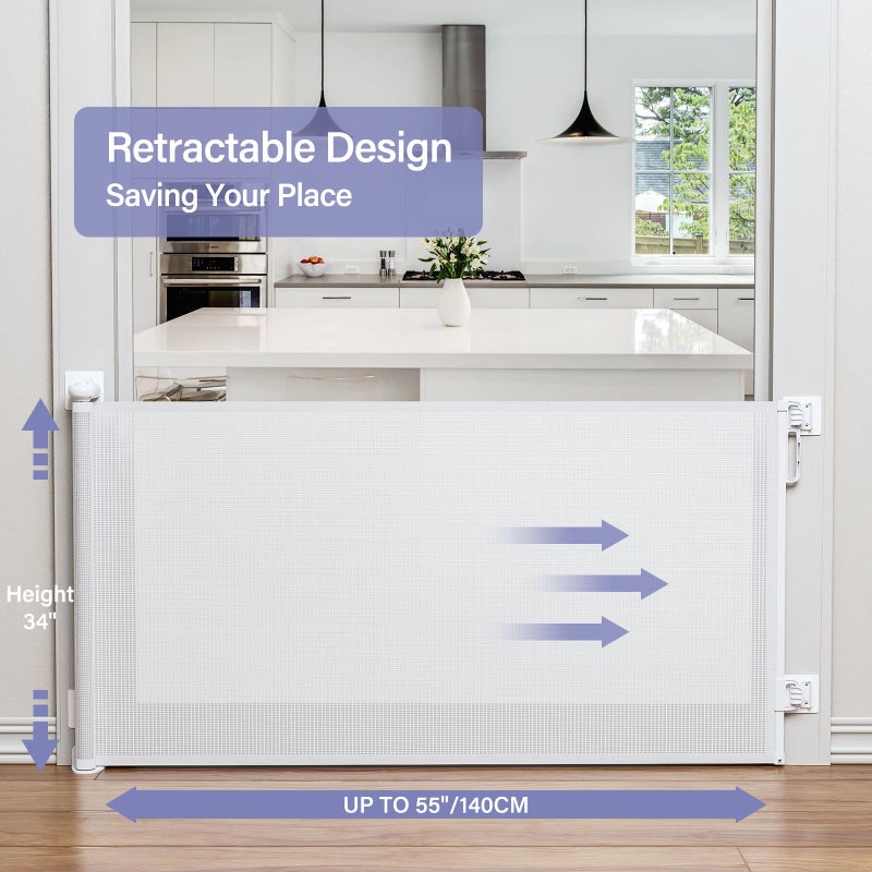 probebi Retractable Baby Gates No Drilling, PRObebi Retractable Dog Gate for The House Extends to 54" Wide 33" Tall, Gates for Baby Indoor, Stair Gate for Outdoor, Staris, Hallways, Doorways, Deck, Porch - Image 3
