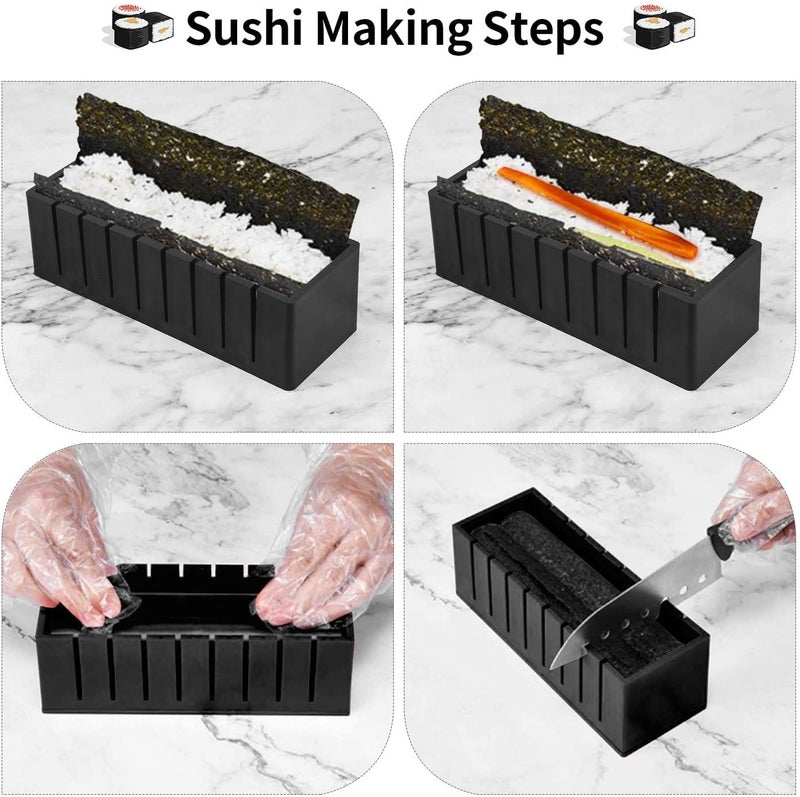 MLRYH Sushi Making Kit Sushi Maker 12 Pcs Plastic Premium set Sushi Tool Set Sushi Rice Roll Mold Shapes, DIY Sushi Roller Tool for Home Beginners. - Image 3