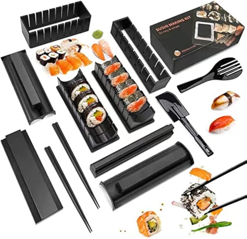 MLRYH Sushi Making Kit Sushi Maker 12 Pcs Plastic Premium set Sushi Tool Set Sushi Rice Roll Mold Shapes, DIY Sushi Roller Tool for Home Beginners. - Image 1