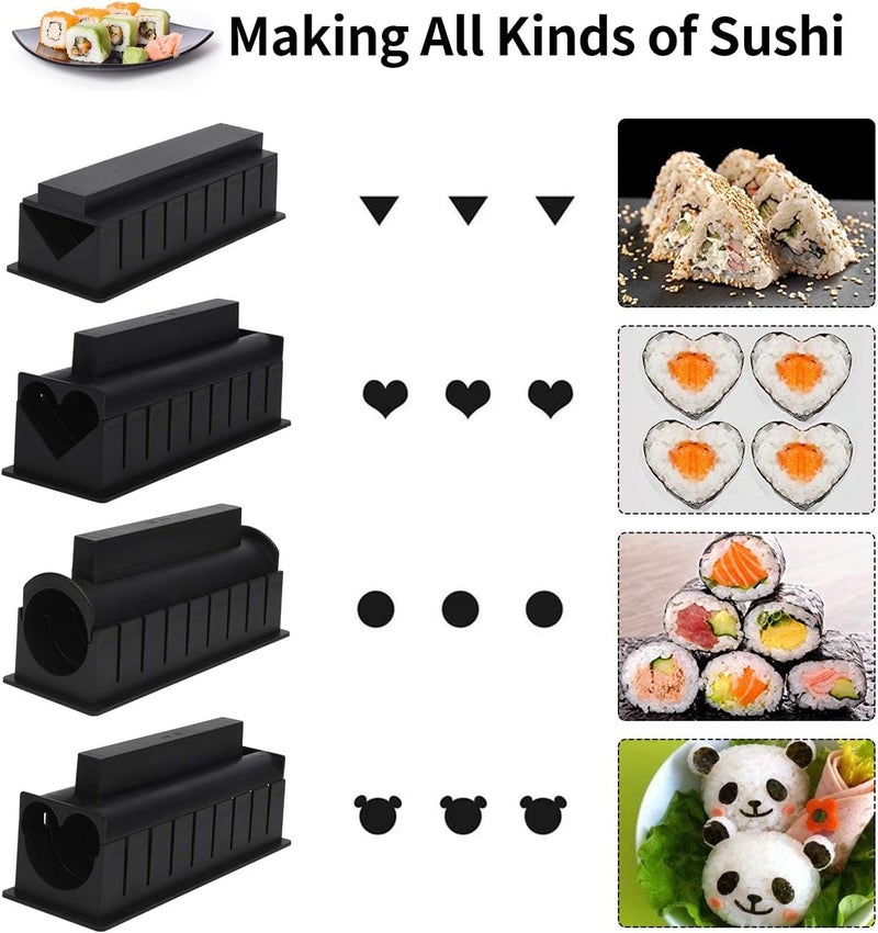 MLRYH Sushi Making Kit Sushi Maker 12 Pcs Plastic Premium set Sushi Tool Set Sushi Rice Roll Mold Shapes, DIY Sushi Roller Tool for Home Beginners. - Image 4