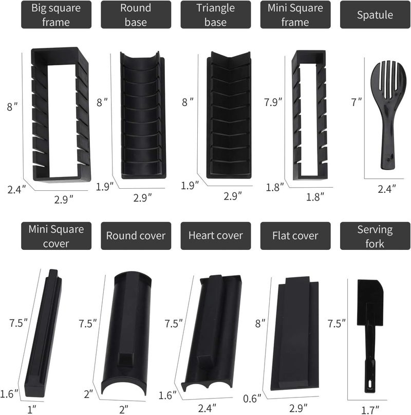 MLRYH Sushi Making Kit Sushi Maker 12 Pcs Plastic Premium set Sushi Tool Set Sushi Rice Roll Mold Shapes, DIY Sushi Roller Tool for Home Beginners. - Image 5