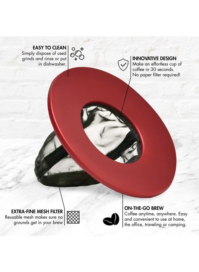 Primula Brew Buddy Portable Pour Over, Reusable Fine Mesh Filter, Dishwasher Safe, Single Serve Coffee or Tea at Any Strength, Ideal for Travel or Camping, Red, 2-Pack - Image 2