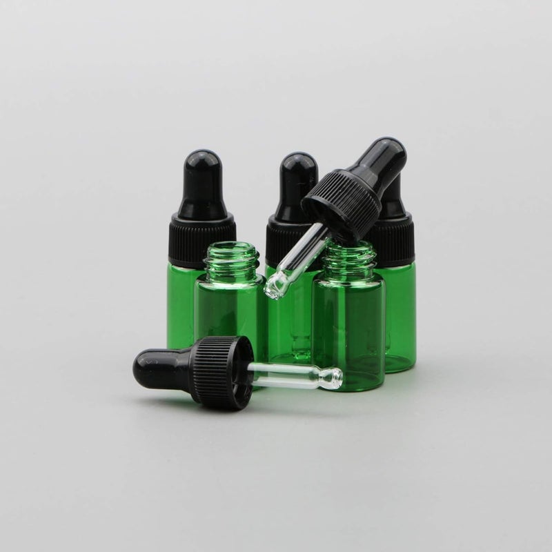 NewZoll 3ml Green Glass Dropper Bottle With Black Rubber Cover Tapered Glass Droppers Dropper Bottle Set Pack of 40 - Image 5