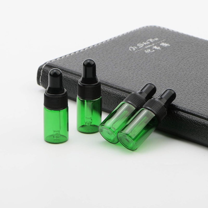NewZoll 3ml Green Glass Dropper Bottle With Black Rubber Cover Tapered Glass Droppers Dropper Bottle Set Pack of 40 - Image 4