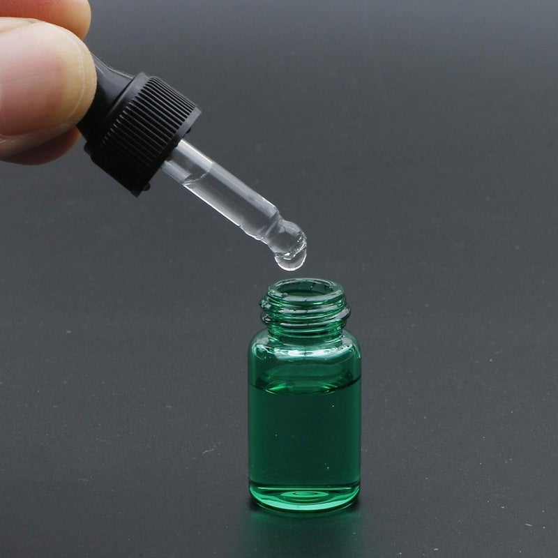 NewZoll 3ml Green Glass Dropper Bottle With Black Rubber Cover Tapered Glass Droppers Dropper Bottle Set Pack of 40 - Image 2