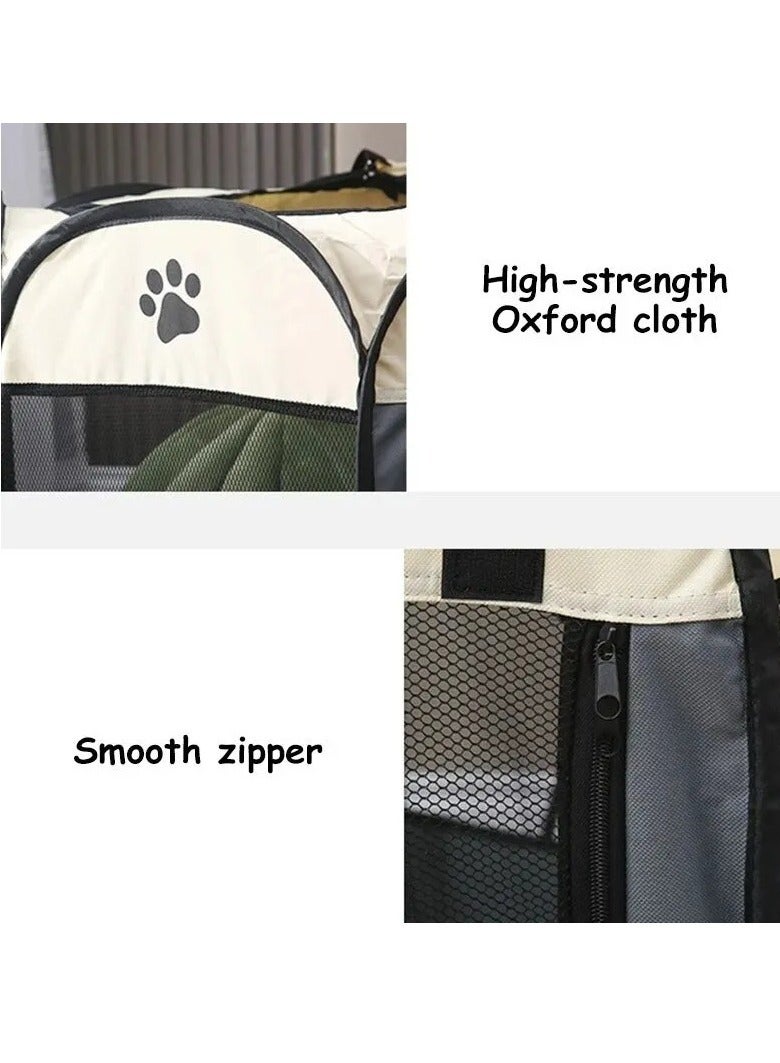 ارواق قفص للكلاب، خيمة للحيوانات الأليفة من قماش أكسفورد مقاومة للخدش، سياج مثمّن للحيوانات الأليفة قابل للحمل والطي، مأوى سهل الاستخدام للجراء قابل للطي للكلاب والقطط، (قطعة واحدة، أبيض وبني) - Image 3