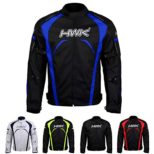 HWK Motorcycle Jacket Men & Women Use, High-Visibility Raincoat w/CE Armor - Polyester Coat for Dirt Bike Enduro Racing, Blue, S, Waterproof Riding Jacket Bike Riding - Image 1