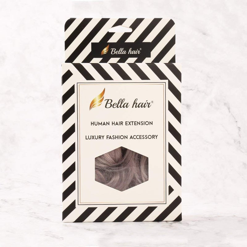 Bella Hair 100% Real Human Hair Piece, Messy Hair Bun Scrunchie for Women Wavy Curly Up-Do Hairpiece (#Silver Gray) - Image 3