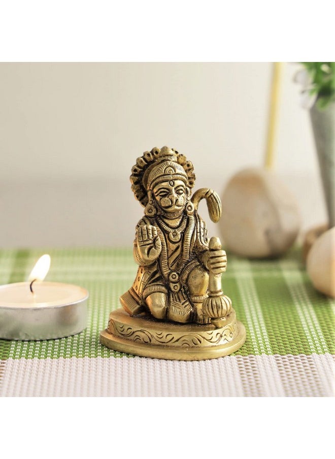 Collectible India Collectible India Lord Hanuman Statue Religious Strength God Sculpture Figurine - Bajrangbali Murti for Puja Ghar (Size 7cm x 5cm)  - Image 1