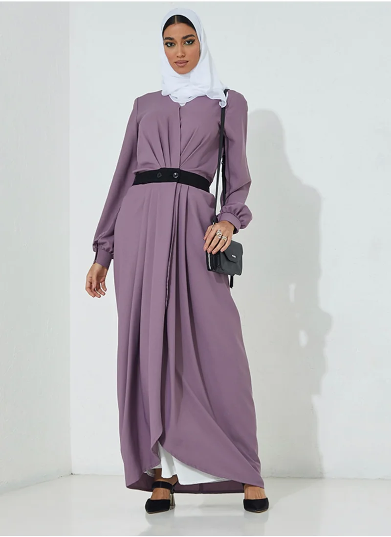 Rosette Abaya Purple black abaya