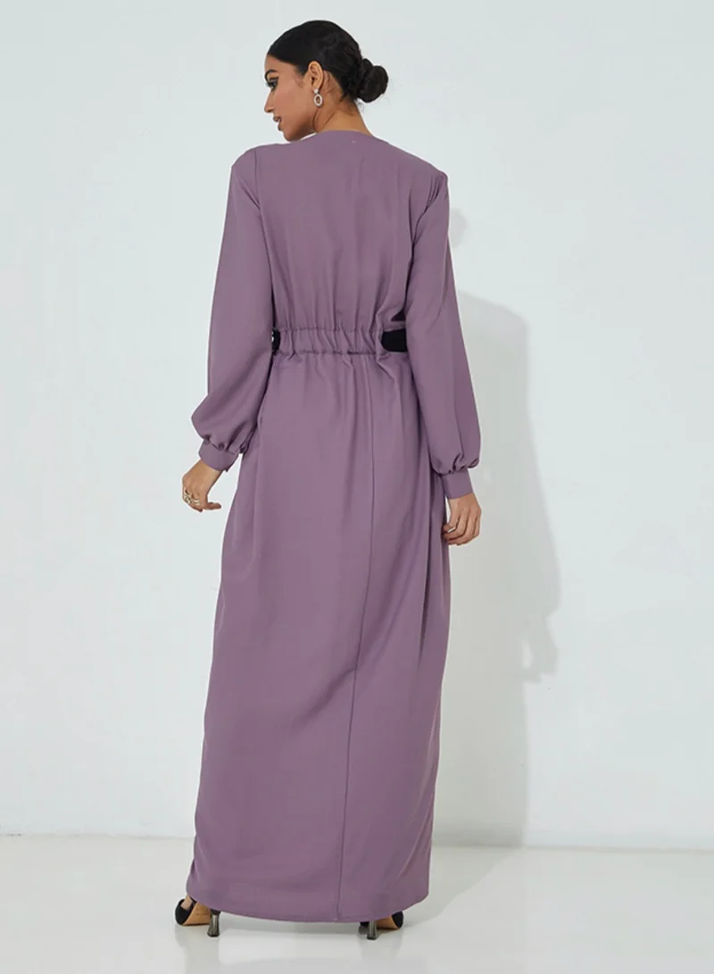 Rosette Abaya Purple black abaya