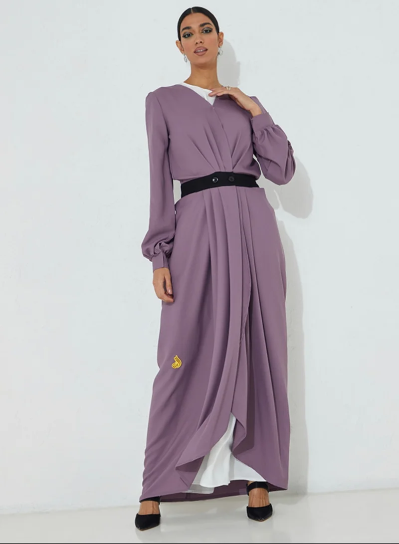Rosette Abaya Purple black abaya