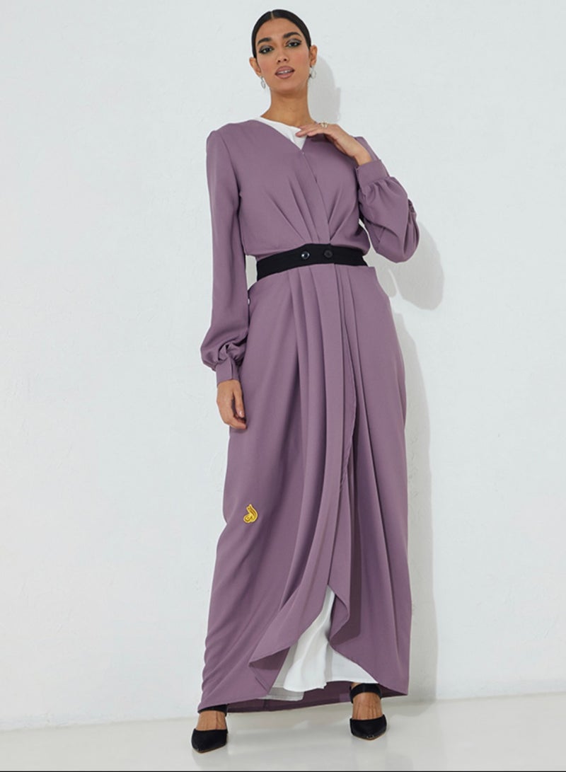 Rosette Abaya Purple black abaya  - Image 4