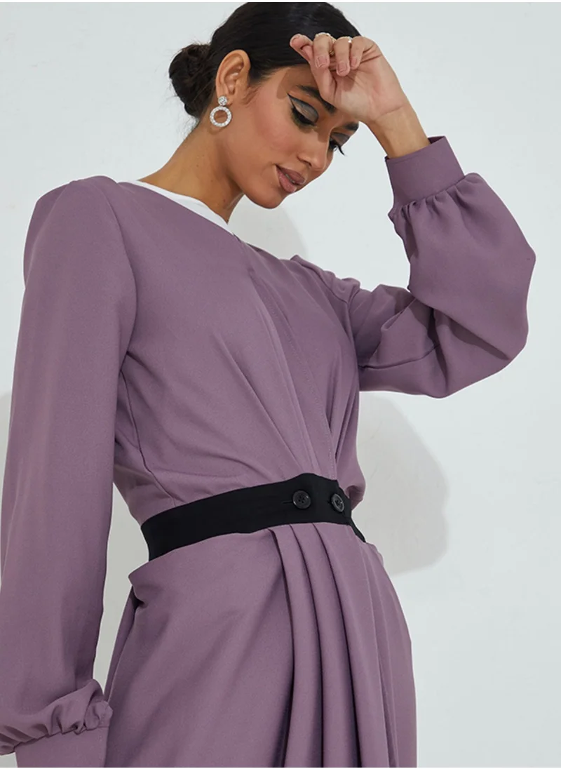 Rosette Abaya Purple black abaya