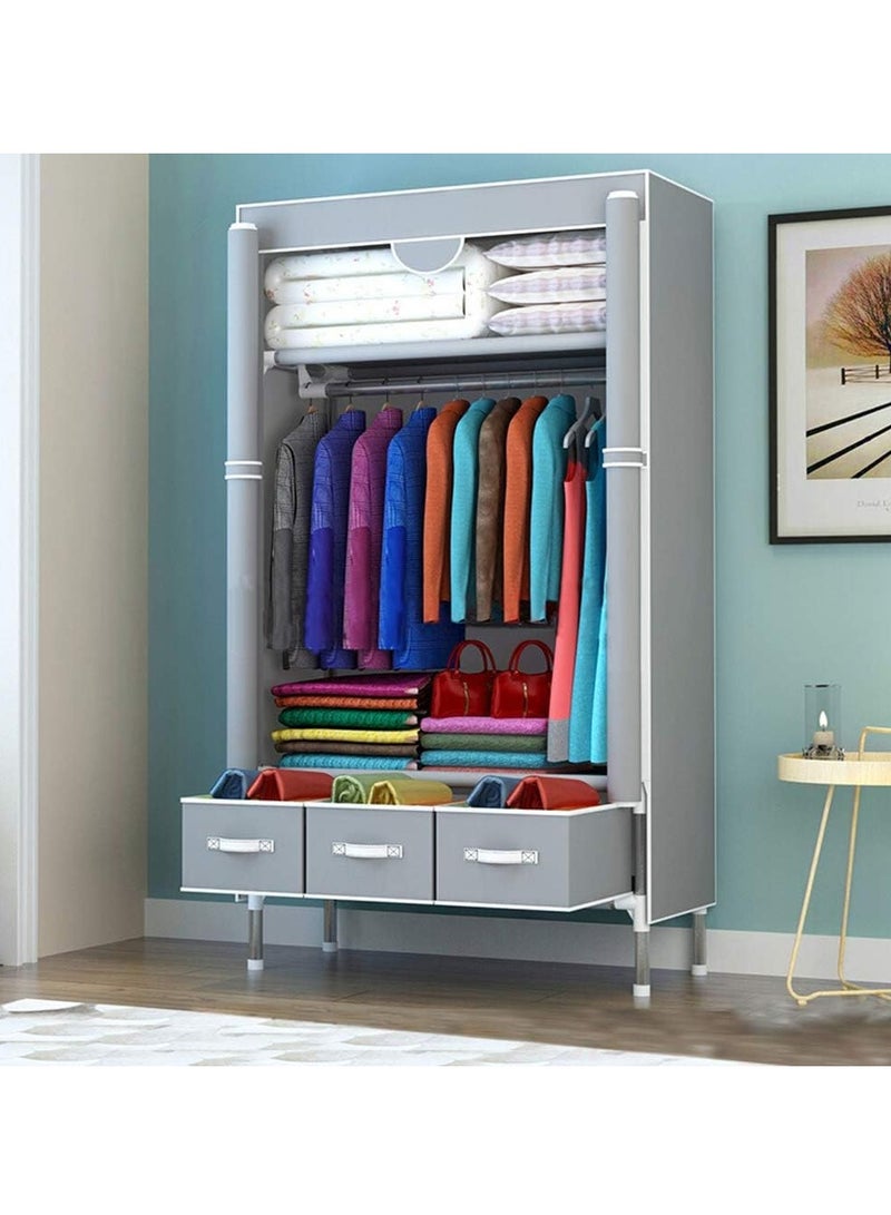 Arabest Portable Wardrobe, Large Closet Organizer with Drawer Boxes, Clothes Storage Cabinet for Bedroom, Living Room (Grey) - Image 2