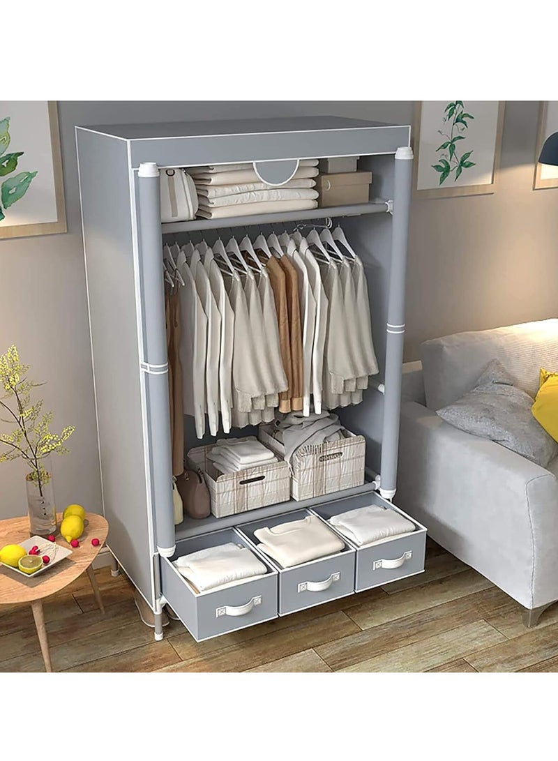 Arabest Portable Wardrobe, Large Closet Organizer with Drawer Boxes, Clothes Storage Cabinet for Bedroom, Living Room (Grey) - Image 4